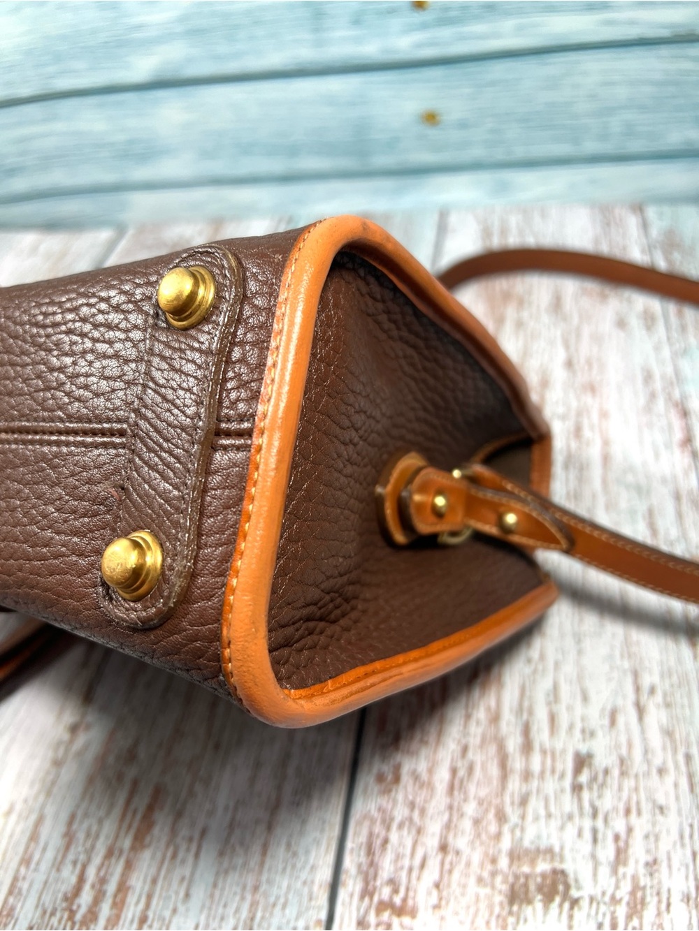🦆 DOONEY & BOURKE ESSEX AWL PEBBLED BROWN AND BRITISH TAN CROSSBODY VINTAGE - Picture 7 of 16